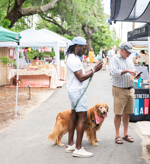 Booths lined up along Hayes Park Boulevard
